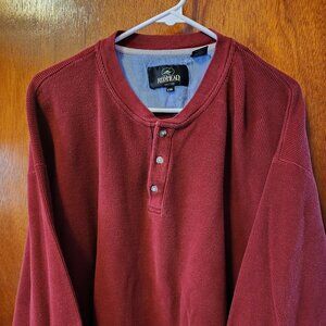 Men's 4XL RedHead Red Henley Waffle Knit Thermal Long Sleeve Shirt